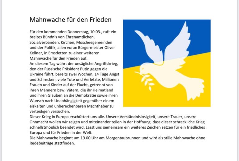 Mahnwache für den Frieden